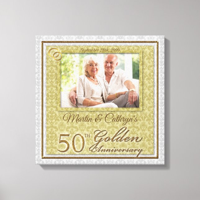 Toile 50e anniversaire 16x16 Photo personnalisée (Recto)