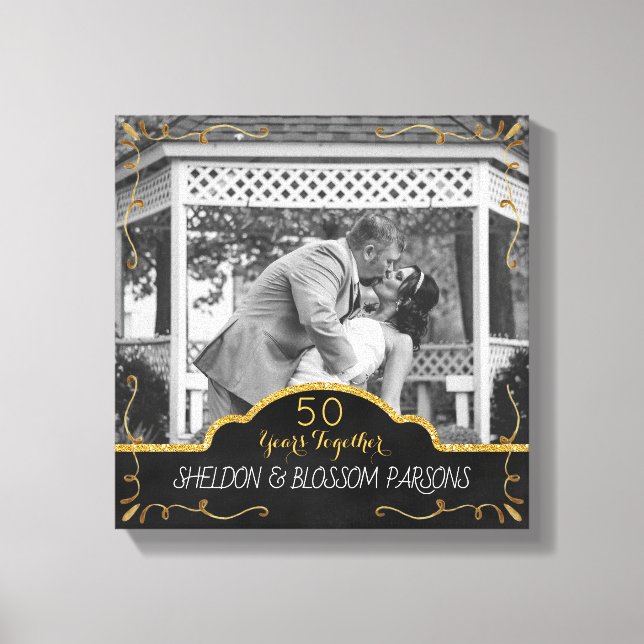 Toile 50e anniversaire de Mariage Couple photo Keepsaké (Recto)
