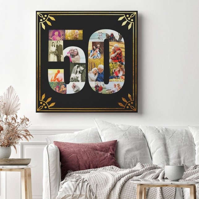 Toile 50e anniversaire du Mariage Photo Black Gold Art D (Créateur téléchargé)