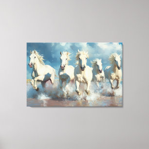 Toile 5 Chevaux blancs sur la plage