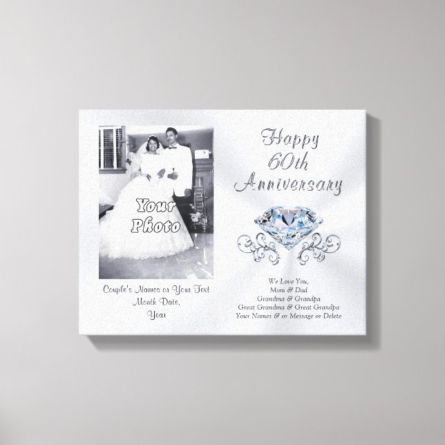 Toile 60e anniversaire de Mariage cadeau pour les parent (Recto)