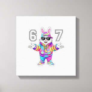Toile 67 Six Seven Lapin Tie Dye Fête de Pâques 67 Meme 