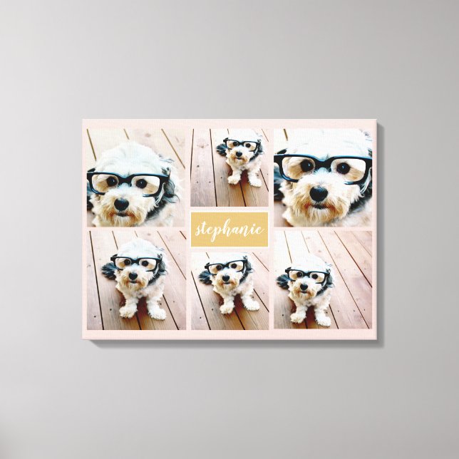 Toile 6 Photo Collage Nom Minimaliste - Peut modifier la (Recto)