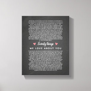 Toile 70 raisons pour lesquelles nous t'aimons cadeau d'
