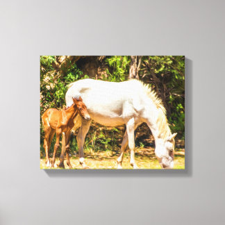 Toile 8004-Mustang sauvage avec bébé