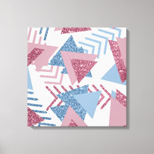 Toile 80s Abstrait lunaire   Dusty Mauve rose et bleu