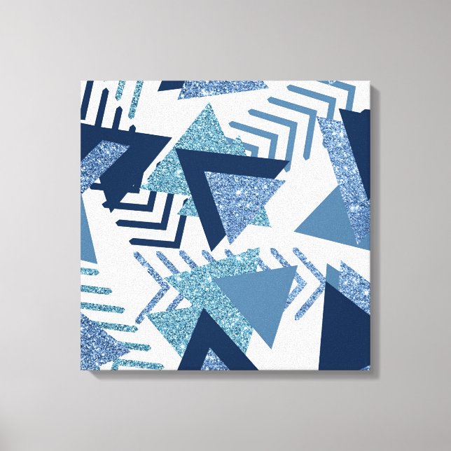 Toile 80s Luxe Abstrait | Turquoise et bleu marine (Recto)