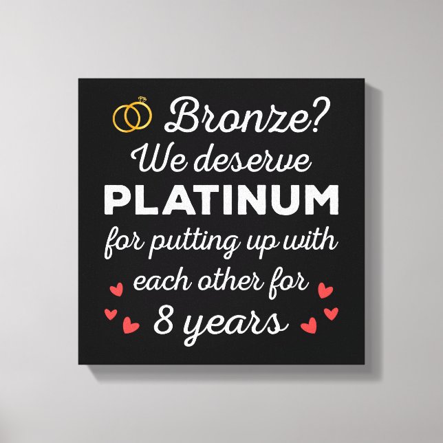 Toile 8ème anniversaire Mariage I - Bronze Funny Couple (Recto)