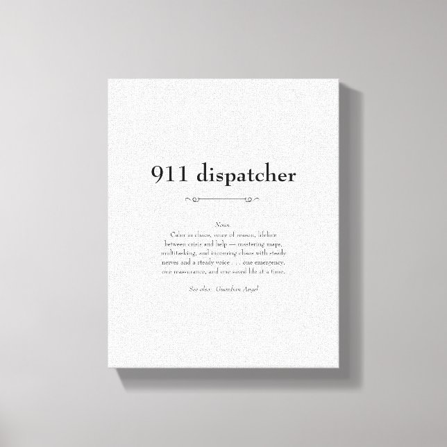 Toile 911 Cadeau d'appréciation du répartiteur d'urgence (Recto)