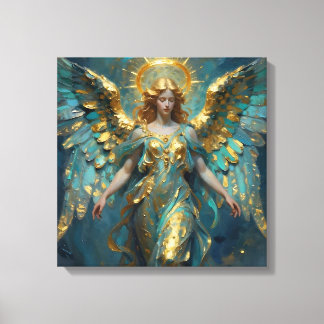 Toile A Beautiful Gold and Turquoise Angel 