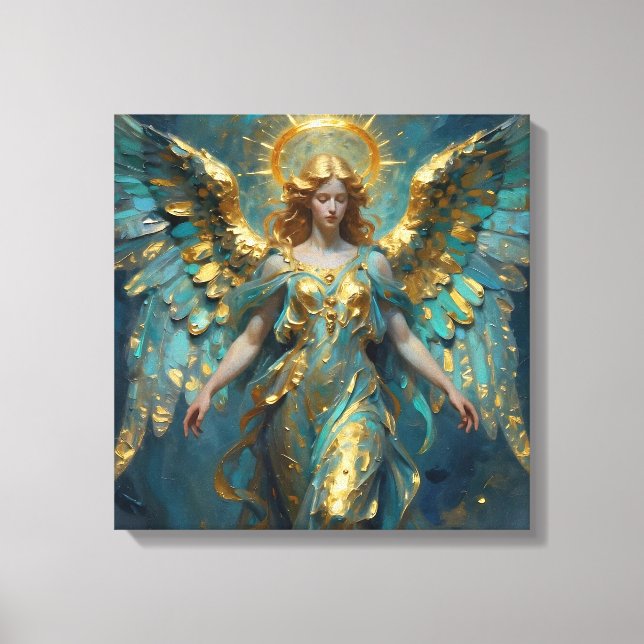Toile A Beautiful Gold and Turquoise Angel  (Recto)