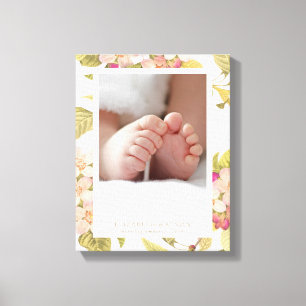 Toile à cadre floral rose et blanc souple
