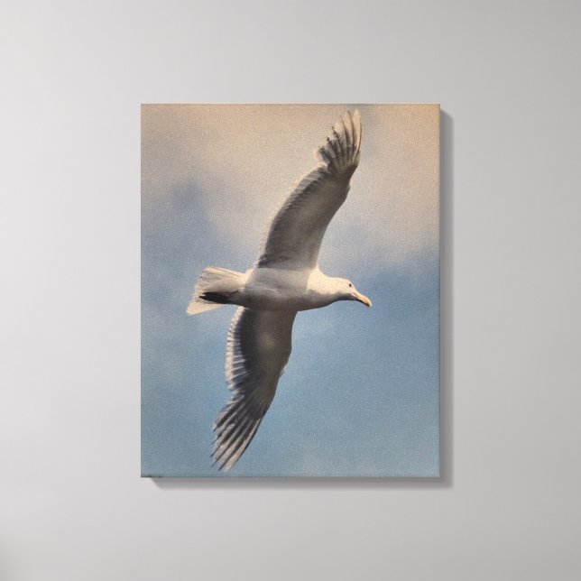 Toile A flying seagull on Stretched Canvas Print (Recto)