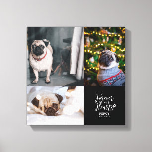 Toile À jamais dans nos cœurs   Collage photo mémorial d