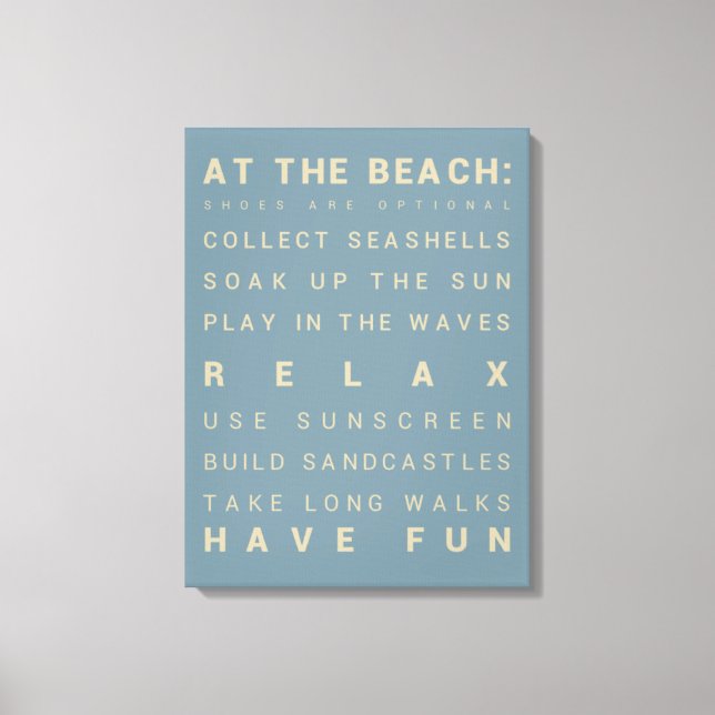 Toile À la plage - Règlement de la maison de plage - 18" (Recto)