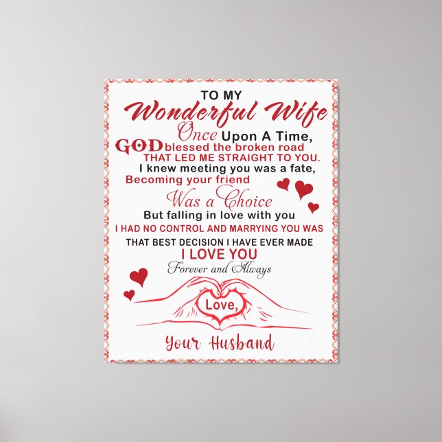 Toile À ma merveilleuse épouse J'ai su que vous étiez un (Recto)