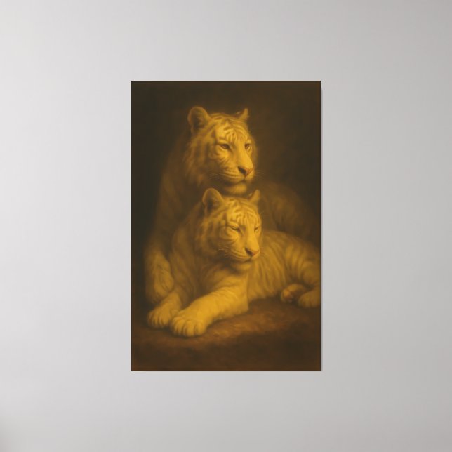 Toile A majestic roaring white tiger captured in a luxur (Recto)