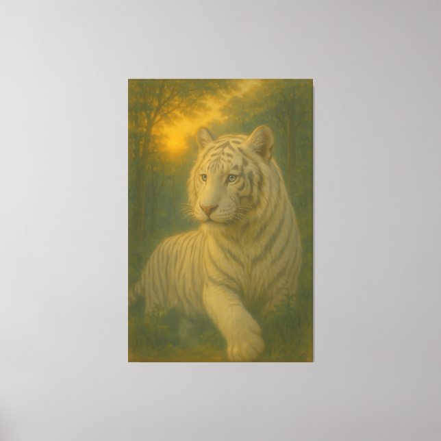 Toile A majestic white tiger painted in premium fine-art (Recto)