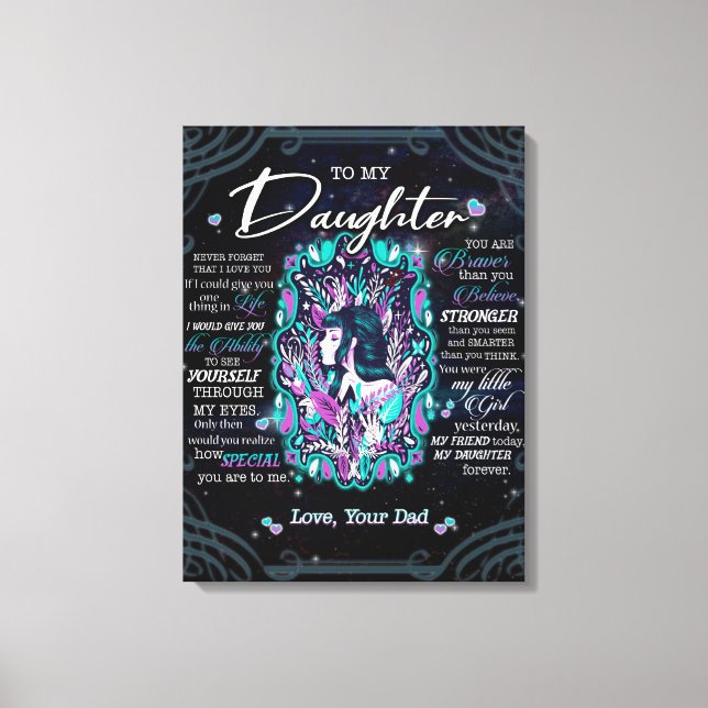 Toile À Mon Cadeau Fille, Lettre À La Fille De Papa (Recto)