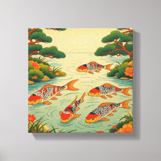 Toile A Vibrant Ukiyo-e Pond