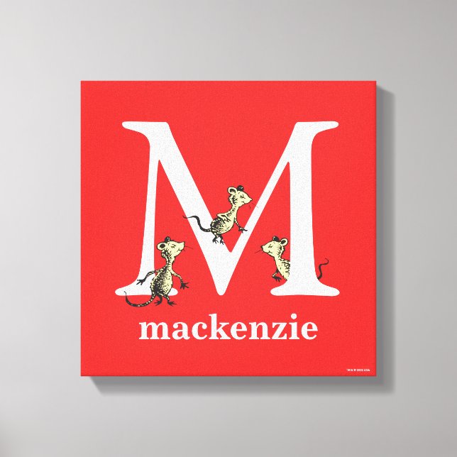 Toile ABC du Dr Seuss : Lettre M - Blanc | Ajouter Votre (Recto)