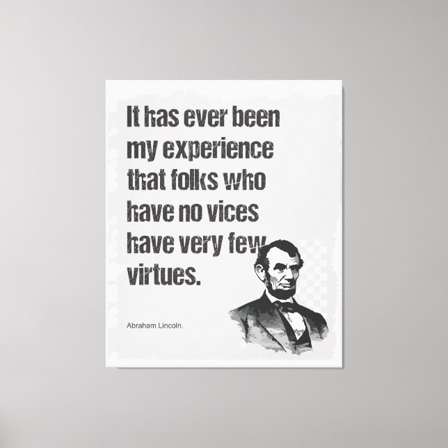 Toile Abe Lincoln Vice & Virtue Citation Art (Recto)