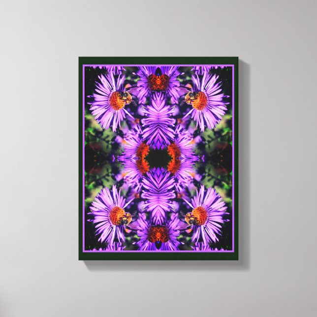 Toile Abeille De Miel Sur Fleur D'Aster Violet Abstrait (Recto)