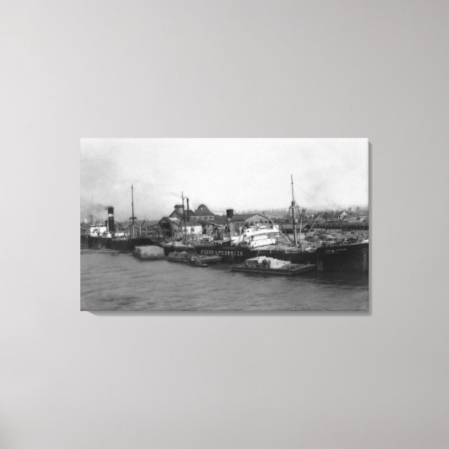 Toile Aberdeen, WA - Vue du front de mer et de la naviga (Recto)