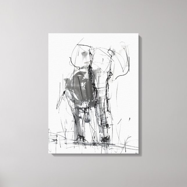 Toile Abstract Elephant Sketch – Expressive Wildlife Art (Recto)