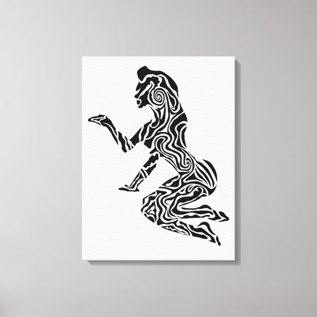 Toile Abstract Rearing Horse Art | Modern Black & White  (Recto)