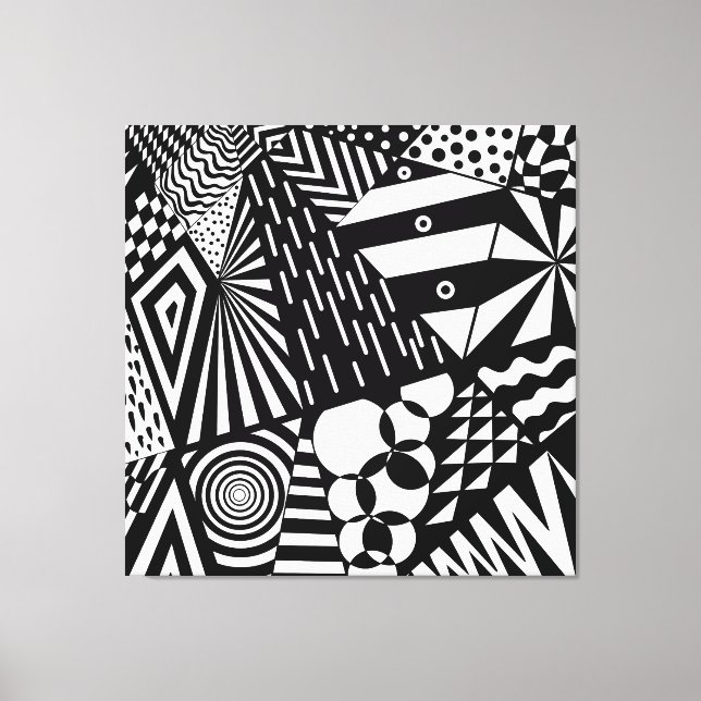 Toile abstrait arrière - plan noir blanc formes géométri (Recto)