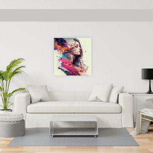 Toile Abstrait beau visage de femme brillant