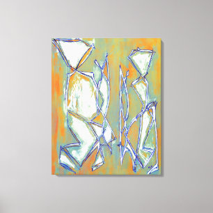 Toile Abstrait Boho Chic Couple Coloré Orange Blanc