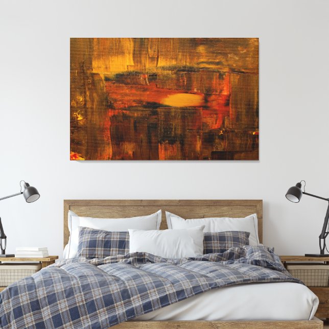Toile Abstrait Brumes foncées Golds & Reds Peinture (Insitu(Chambre))