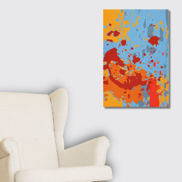 Toile Abstrait Été Bleu-Orange Paint Splatter