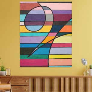 Toile Abstrait géométrique avec des bandes et des courbe