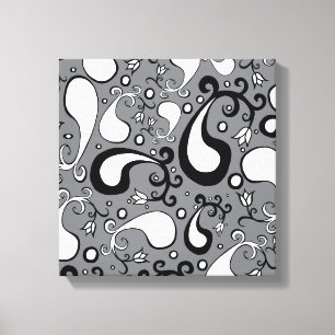 Toile Abstrait gris et blanc Tulip Paisley motif