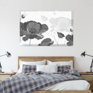 Toile Abstrait moderne noir et blanc Floral I Canvas Pr