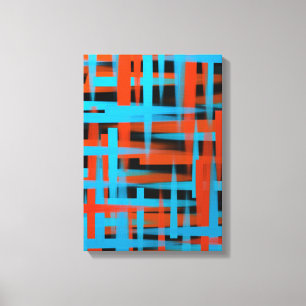 Toile Abstrait Moderne Orange Bleu Bleu Brush traits