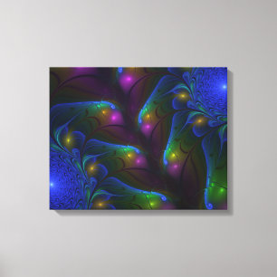 Toile Abstrait Moderne Trippy Fractal Lumineux Coloré