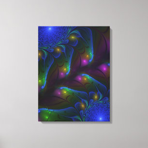 Toile Abstrait Moderne Trippy Fractal Lumineux Coloré