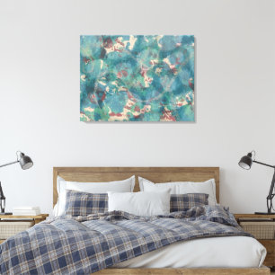 Toile Abstrait multimédia en bleu sarcelle et rouille
