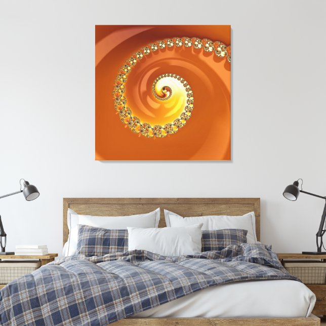 Toile Abstrait or Orange Dégradé Spiral Fractal (Insitu(Chambre))
