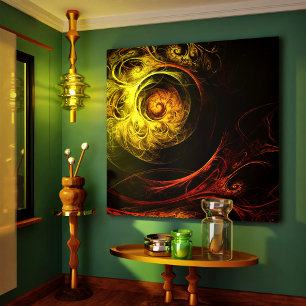 Toile Abstraite étamée de couleur rouge soleil