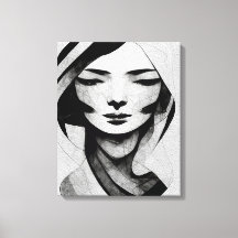 Abstraite Femme Face Mur Art noir et blanc