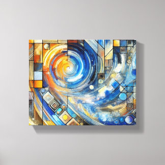 Toile Abstraite géométrique Swirl Wall Art - Vibrant Hom