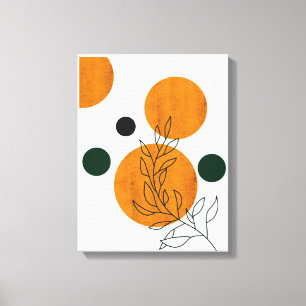Toile Abstraite minimaliste Feuille Jaune