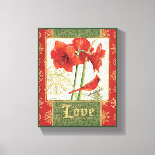 Toile Accueil pour Noël Amaryllis Amour (Recto)