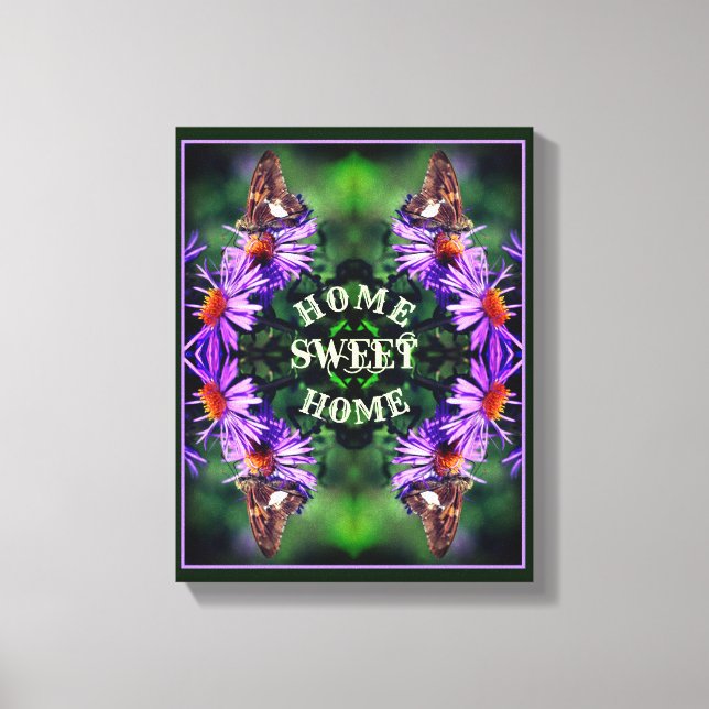 Toile Accueil Sweet Home Papillon Fleur Abstraite (Recto)