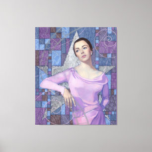Toile Actrice du 20e siècle, violet et argent